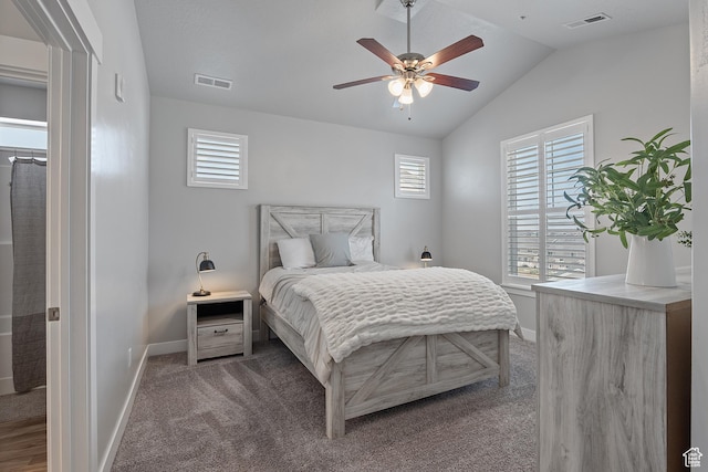 14642 S Mckellen Dr Unit C303, Herriman, UT 84096 - carpeted bedroom with vaulted ceiling and ceiling fan