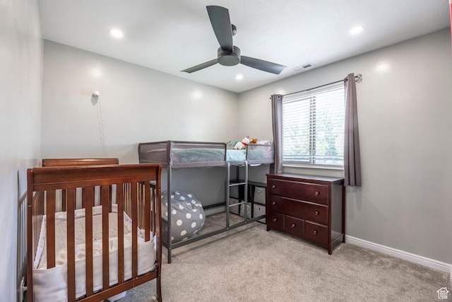 1108 E 6600 S Unit B3, Murray, UT 84121 - bedroom featuring carpet flooring, a ceiling fan, recessed lighting, and a crib