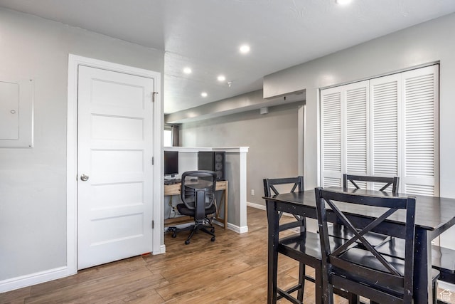 1108 E 6600 S Unit B3, Murray, UT 84121 - dining room featuring wood finished floors, recessed lighting, and a desk