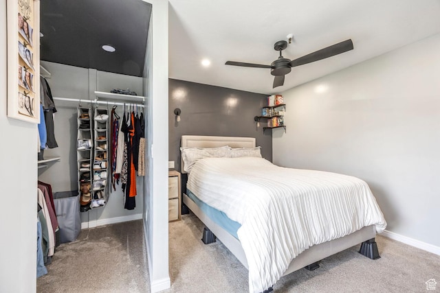 1108 E 6600 S Unit B3, Murray, UT 84121 - carpeted bedroom featuring a closet, a ceiling fan, and recessed lighting