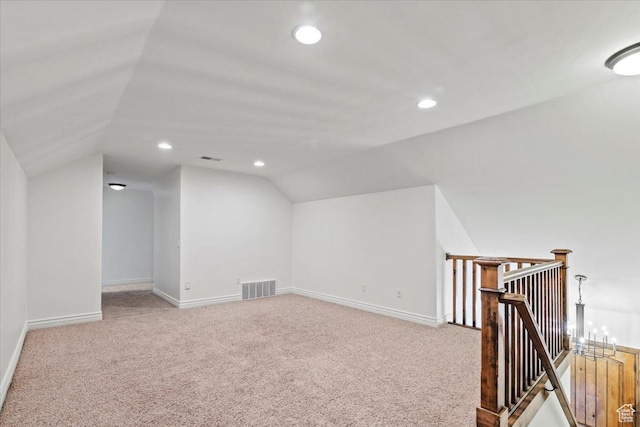 1076 W River Hill Dr, Spanish Fork, UT 84660 - additional living space featuring lofted ceiling, light colored carpet, and recessed lighting