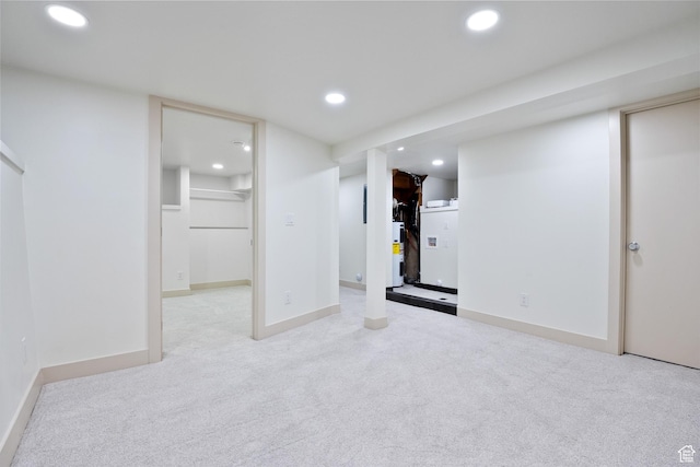1214 E Parkway Ave, Salt Lake City, UT 84106 - finished basement with electric water heater, recessed lighting, and carpet floors