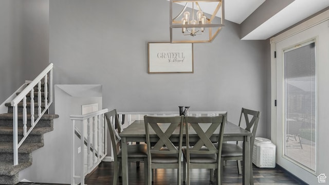 4878 S 3450 W, Roy, UT 84067 - dining room with a chandelier, stairs, and wood finished floors