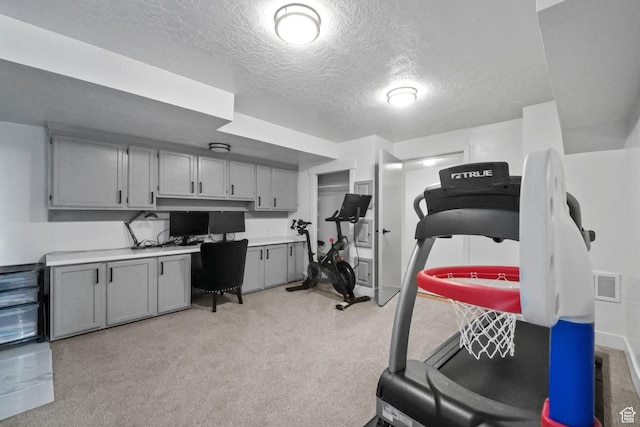 2451 E Cavalier Dr, Cottonwood Heights, UT 84121 - workout area with a textured ceiling and light carpet