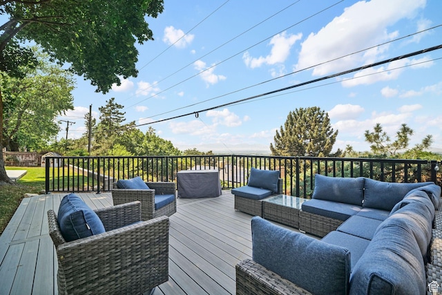 2451 E Cavalier Dr, Cottonwood Heights, UT 84121 - wooden terrace with an outdoor living space