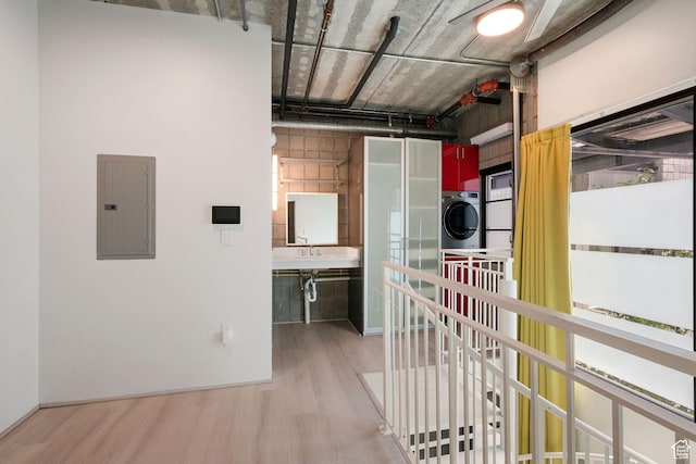 360 W 300 S Unit 233, Salt Lake City, UT 84101 - hallway featuring electric panel and wood finished floors
