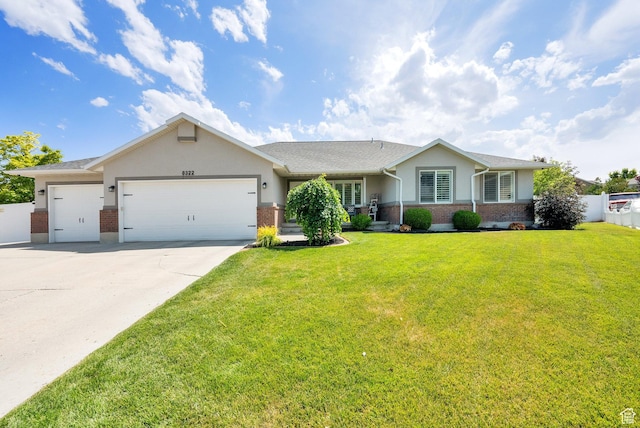 8322 S Copper Vista Cir, West Jordan, UT 84081 - ranch-style house featuring a garage, concrete driveway, stucco siding, brick siding, and roof with shingles