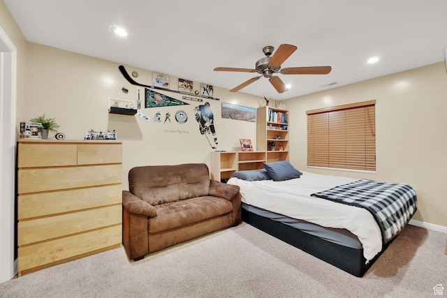 8322 S Copper Vista Cir, West Jordan, UT 84081 - carpeted bedroom featuring a ceiling fan and recessed lighting