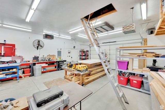 8322 S Copper Vista Cir, West Jordan, UT 84081 - garage with a workshop area and electric panel