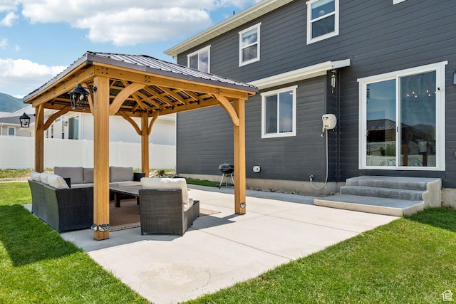 579 E Kings Lndg, Tooele, UT 84074 - view of patio / terrace with an outdoor hangout area, entry steps, and a gazebo