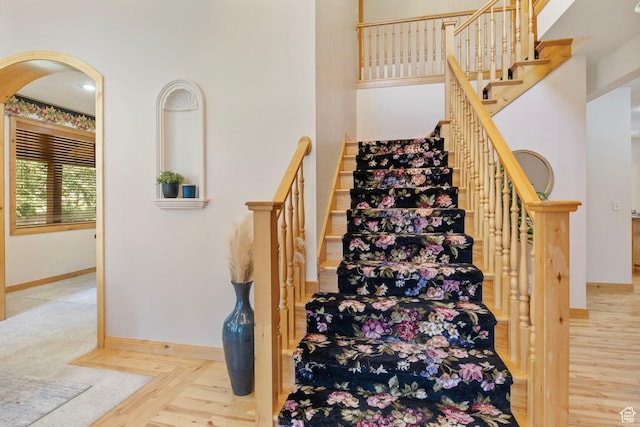 924 Redford Dr, Provo, UT 84604 - staircase featuring baseboards and wood finished floors