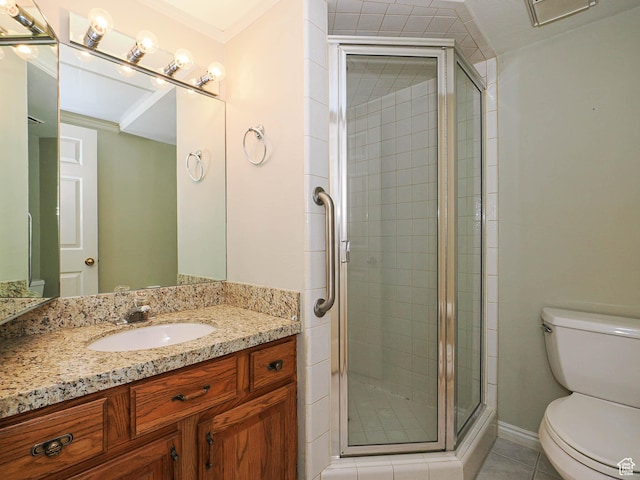 6948 S 855 E, Midvale, UT 84047 - full bathroom featuring vanity, a shower stall, and tile patterned flooring