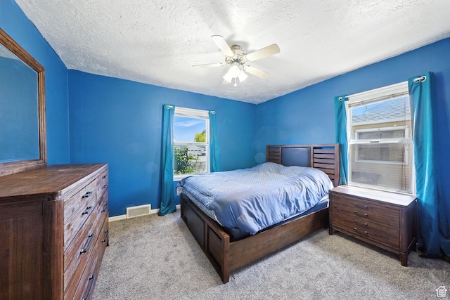 350 E 800 N, Spanish Fork, UT 84660 - bedroom with light carpet, a textured ceiling, and a ceiling fan