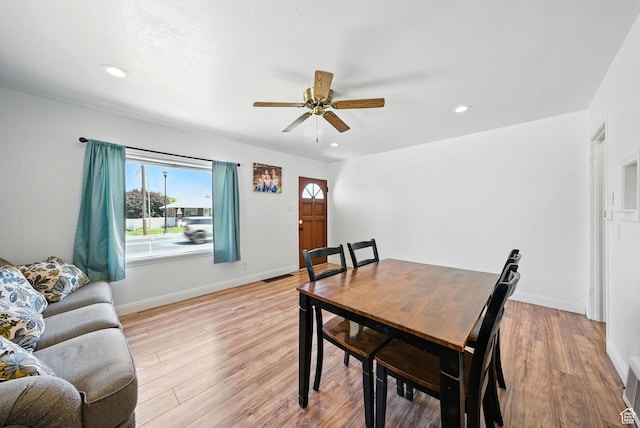 350 E 800 N, Spanish Fork, UT 84660 - dining room featuring ceiling fan, light wood-style flooring, and recessed lighting