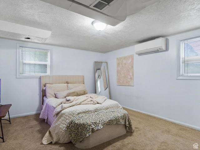 2335 Fillmore Ave, Ogden, UT 84401 - carpeted bedroom with a wall mounted AC, a textured ceiling, and multiple windows