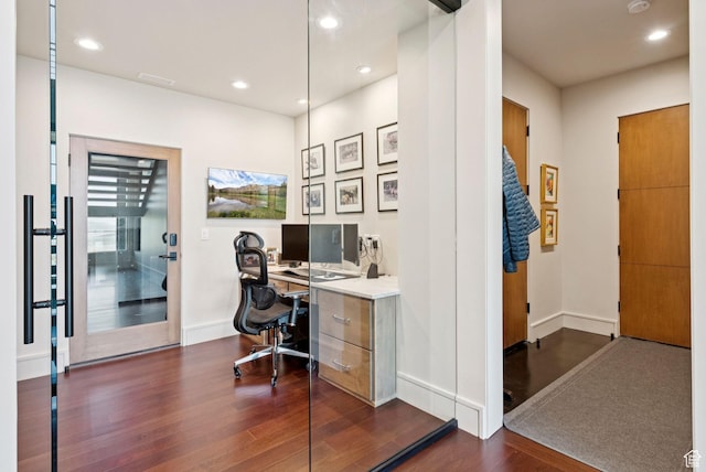 13690 N Deer Canyon Dr, Kamas, UT 84036 - office area featuring dark wood-type flooring and recessed lighting