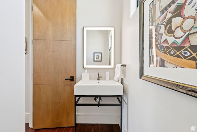 13690 N Deer Canyon Dr, Kamas, UT 84036 - bathroom with a sink and wood finished floors