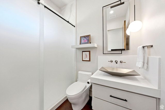 13690 N Deer Canyon Dr, Kamas, UT 84036 - full bath featuring vanity, a shower, and wood finished floors