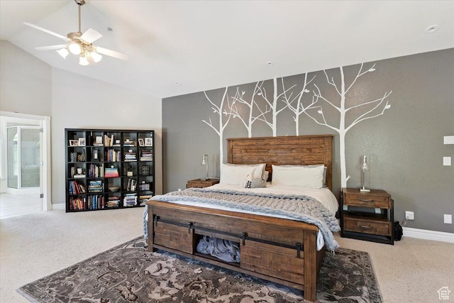 2718 N 2125 E, Layton, UT 84040 - bedroom featuring carpet floors, lofted ceiling, and a ceiling fan