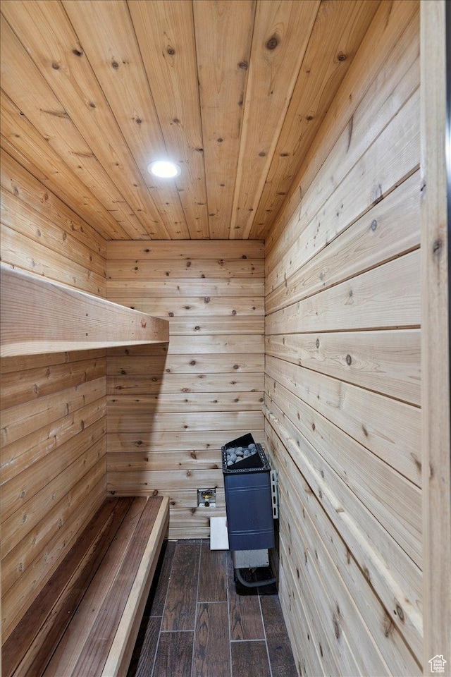 2718 N 2125 E, Layton, UT 84040 - relaxing sauna with wooden ceiling, wood walls, wood finished floors, and recessed lighting