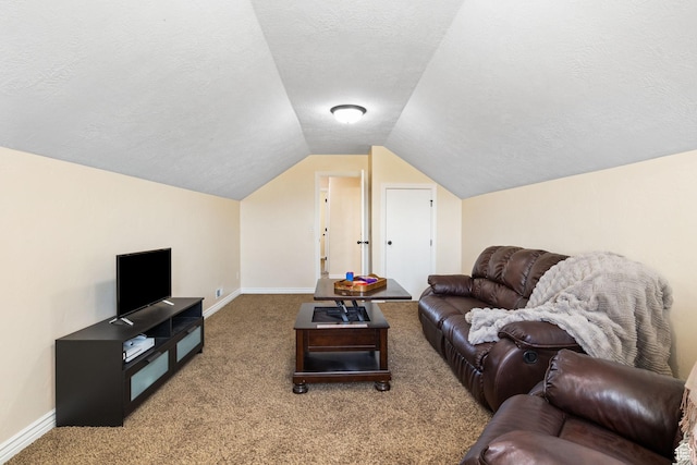 6082 W Cedar Fork Dr S, West Jordan, UT 84081 - carpeted living area featuring a textured ceiling and lofted ceiling