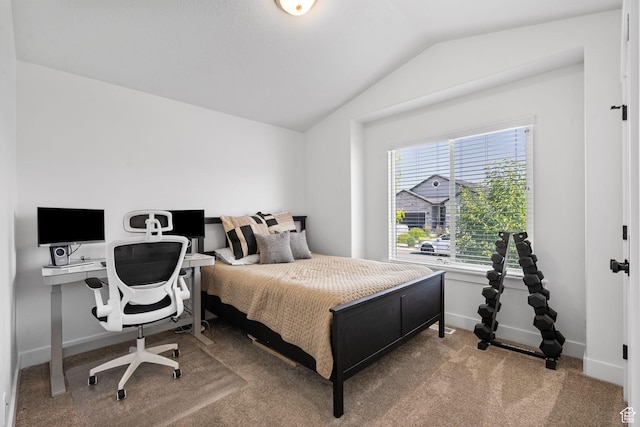2418 E Quaking Aspen Ln, Eagle Mountain, UT 84005 - carpeted bedroom with lofted ceiling and an office area