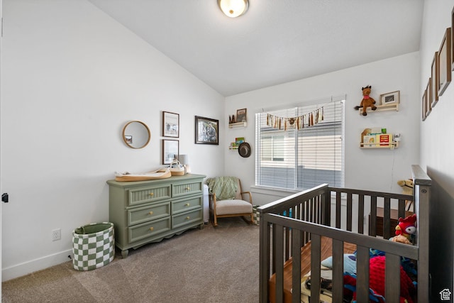 2418 E Quaking Aspen Ln, Eagle Mountain, UT 84005 - carpeted bedroom with lofted ceiling and a nursery area