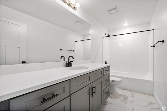 2418 E Quaking Aspen Ln, Eagle Mountain, UT 84005 - full bathroom with vanity, marble look tiles, and bathtub / shower combination