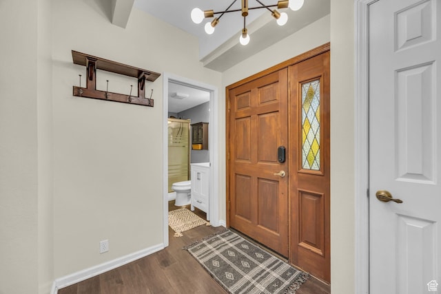 7430 S Wasatch Blvd E Unit I-2, Cottonwood Heights, UT 84121 - foyer featuring a chandelier and dark wood-type flooring
