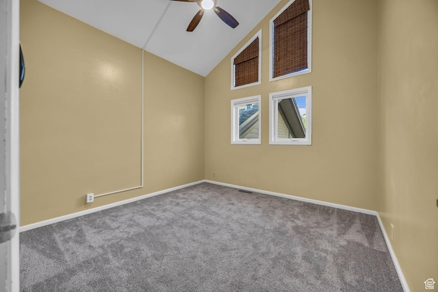 7430 S Wasatch Blvd E Unit I-2, Cottonwood Heights, UT 84121 - carpeted empty room with ceiling fan and high vaulted ceiling