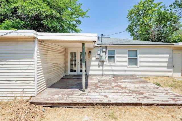 2270 E 1700 S, Salt Lake City, UT 84108 - back of house featuring a wooden deck, a shingled roof, and french doors