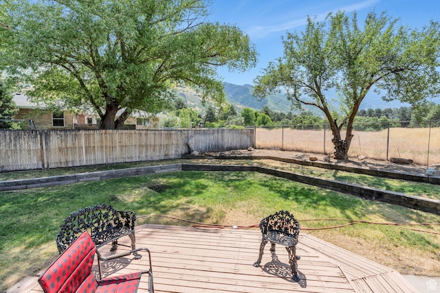 3286 Danish Hills Cir, Cottonwood Heights, UT 84121 - wooden deck featuring a fenced backyard and a mountain view
