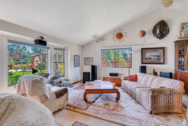 3286 Danish Hills Cir, Cottonwood Heights, UT 84121 - living room with vaulted ceiling and light carpet