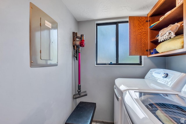 3286 Danish Hills Cir, Cottonwood Heights, UT 84121 - laundry room featuring electric panel, independent washer and dryer, and cabinet space