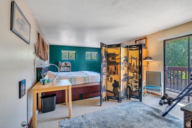 3286 Danish Hills Cir, Cottonwood Heights, UT 84121 - bedroom featuring access to outside, carpet floors, and a textured ceiling