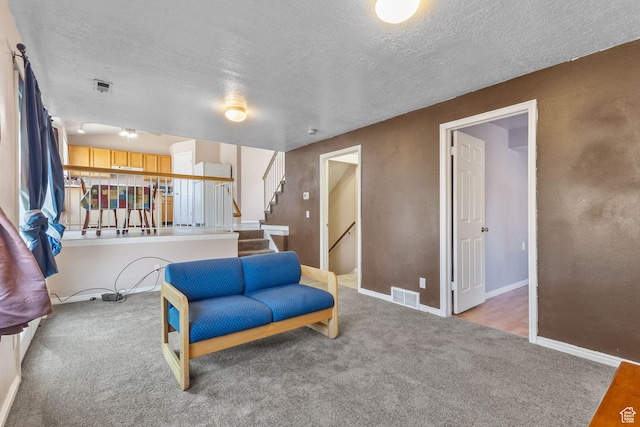8770 S 3980 W, West Jordan, UT 84084 - sitting room with carpet flooring, a textured ceiling, and stairway