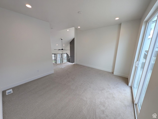 11369 S Watercourse Rd W Unit 202, South Jordan, UT 84009 - empty room featuring light carpet, recessed lighting, and ceiling fan