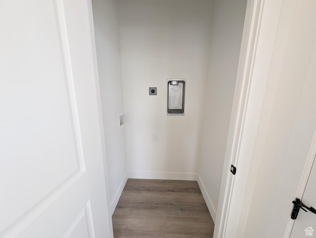 11369 S Watercourse Rd W Unit 202, South Jordan, UT 84009 - laundry room featuring electric dryer hookup and wood finished floors