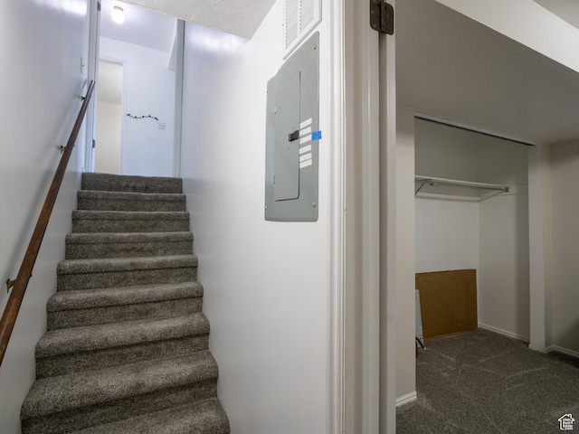 8823 S 3715 W, West Jordan, UT 84088 - stairway with electric panel and carpet floors