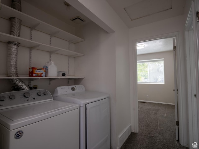 8823 S 3715 W, West Jordan, UT 84088 - washroom featuring separate washer and dryer, carpet floors, and attic access