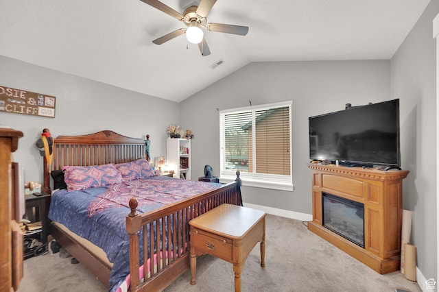 1045 S 1700 W Unit 133, Payson, UT 84651 - bedroom with light colored carpet, lofted ceiling, and ceiling fan