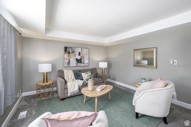 2220 E Murray Holladay Rd S Unit 75, Salt Lake City, UT 84117 - carpeted living area featuring a tray ceiling