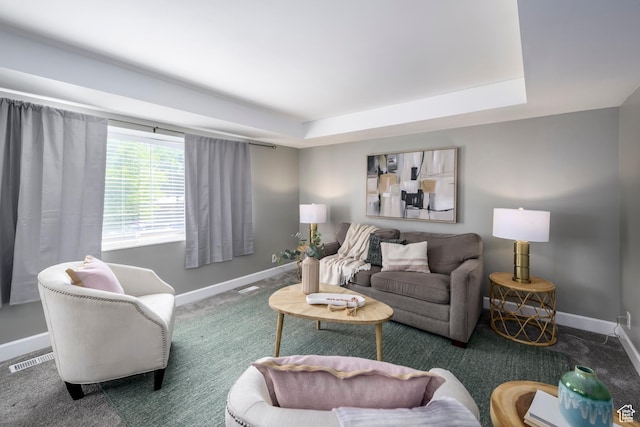 2220 E Murray Holladay Rd S Unit 75, Salt Lake City, UT 84117 - living room featuring carpet floors and a raised ceiling