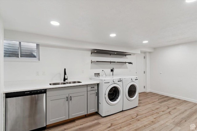 321 E 1040 N, Orem, UT 84057 - laundry room with washer and dryer, light wood finished floors, and recessed lighting
