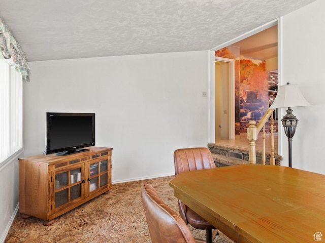 320 S 2nd St W, Soda Springs, ID 83276 - dining space with carpet floors and a textured ceiling