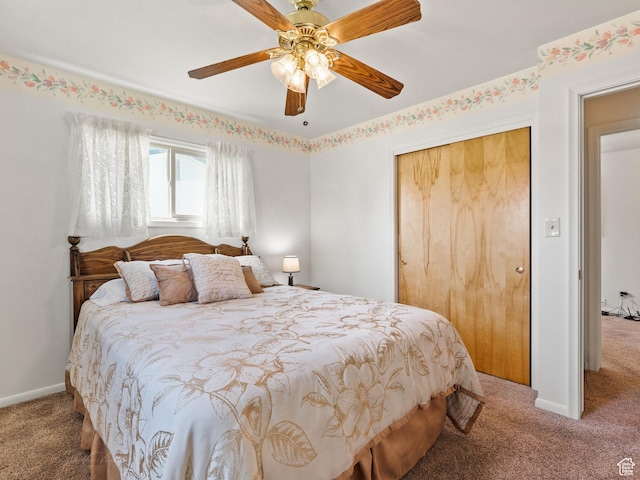 320 S 2nd St W, Soda Springs, ID 83276 - bedroom featuring carpet, a closet, and ceiling fan