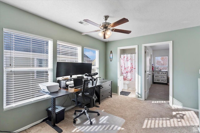 5023 W Currant Dr S, South Jordan, UT 84009 - carpeted office space featuring a ceiling fan and a textured ceiling