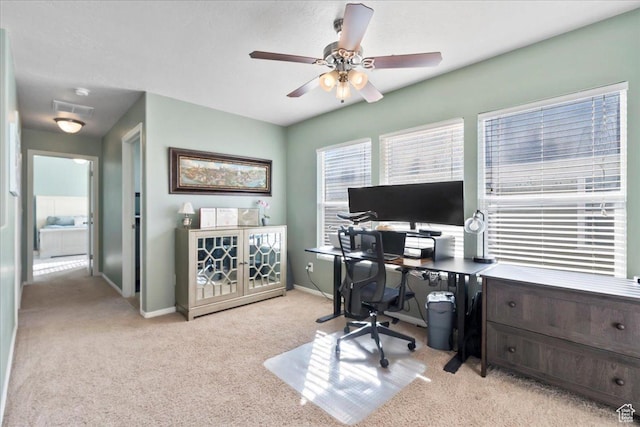 5023 W Currant Dr S, South Jordan, UT 84009 - carpeted home office featuring a ceiling fan and baseboards