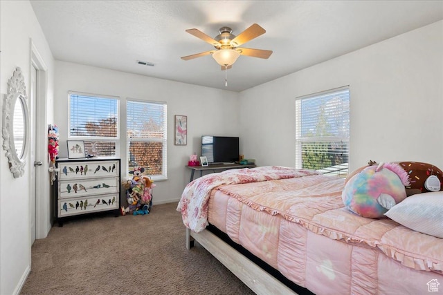 5023 W Currant Dr S, South Jordan, UT 84009 - bedroom with multiple windows, carpet floors, and a ceiling fan