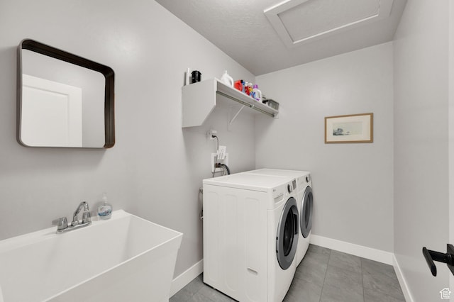 6729 W Dry Peak Dr, Herriman, UT 84096 - laundry room featuring independent washer and dryer and attic access
